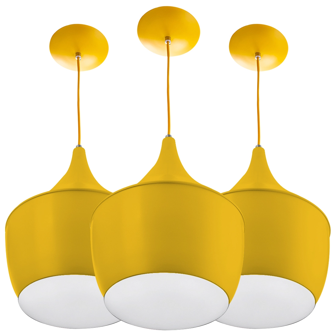 Kit 3 Pendentes Gourmet Balão 32x25cm Amarelo