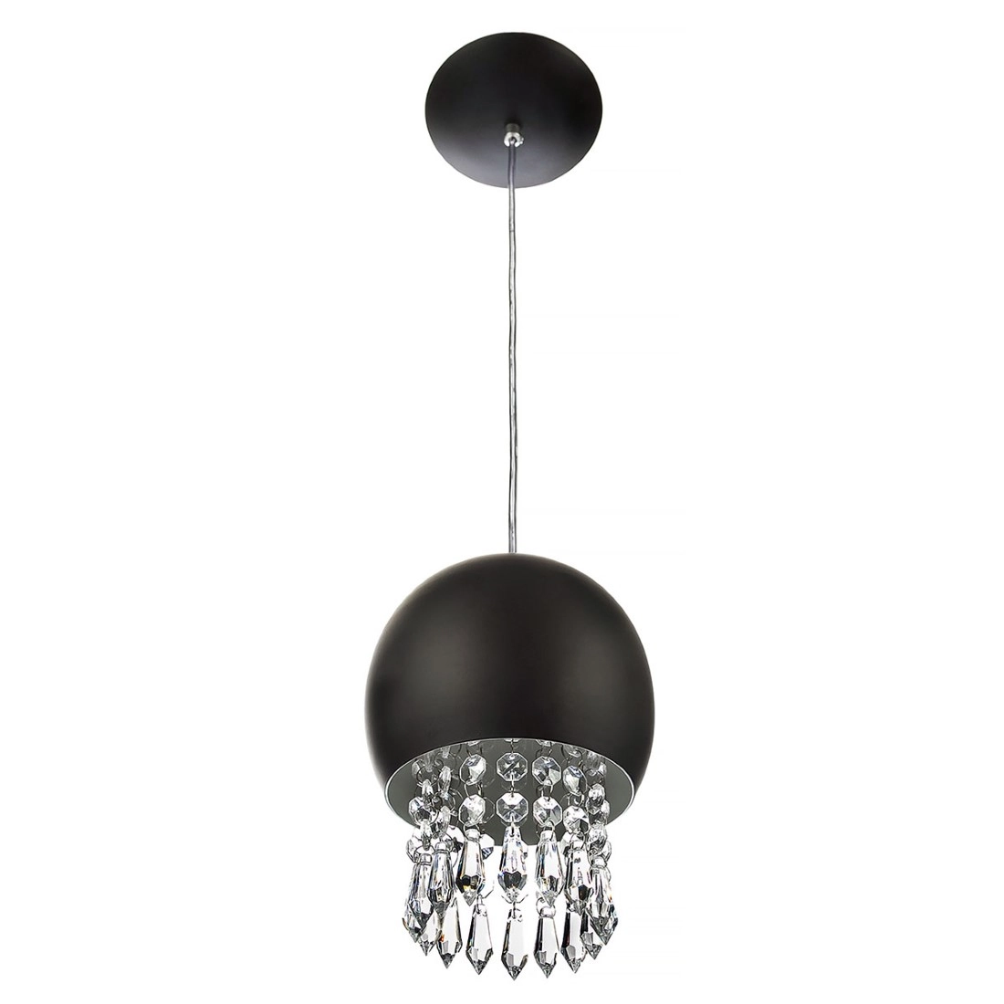 Pendente Bola Pequena 15cm Preto Com Cristais Acrilico