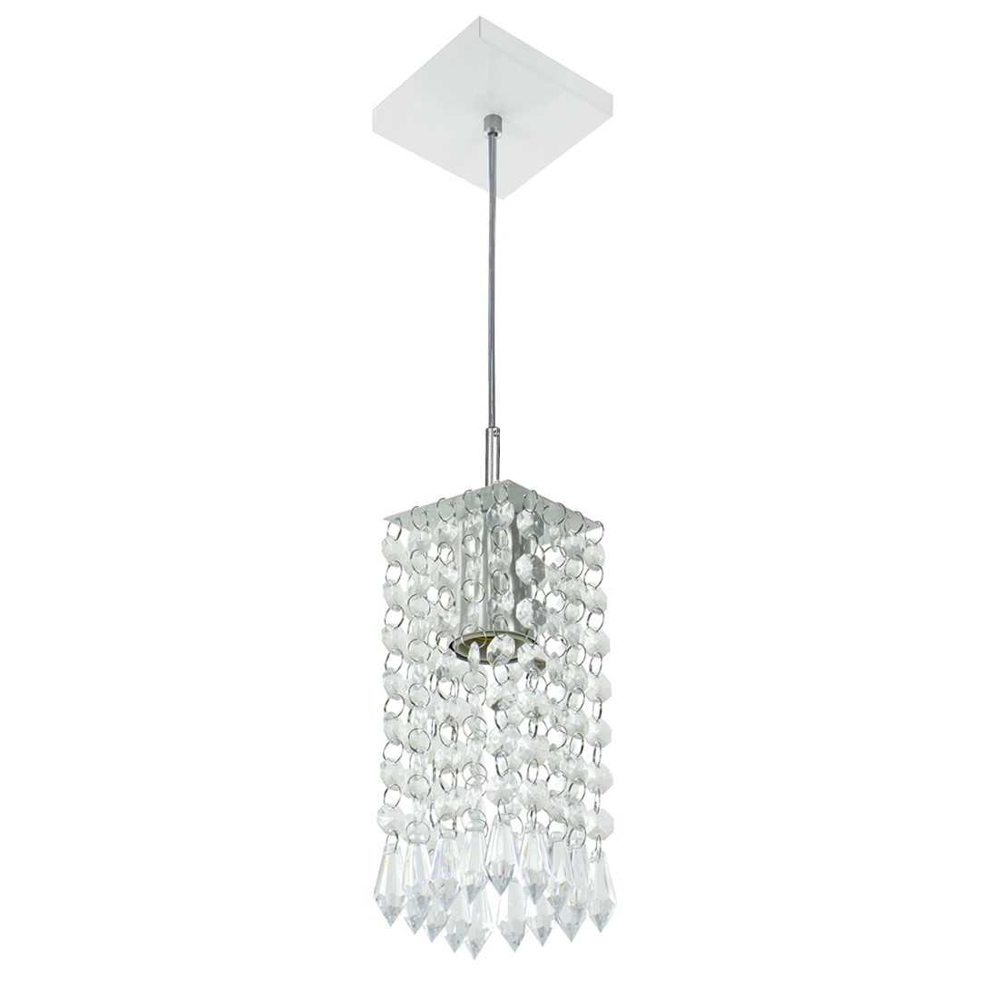 Pendente Quadrado Clearcrillic Cristal Acrílico Branco
