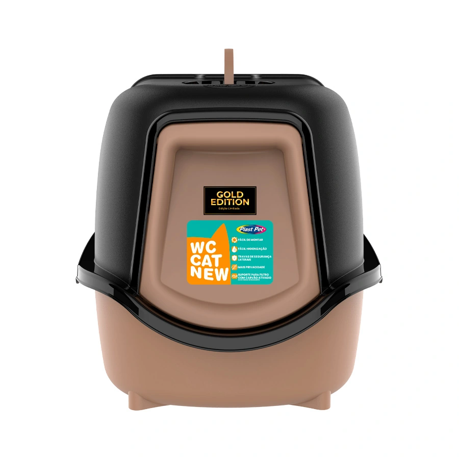 Banheiro Wc Cat Box Gold Preto