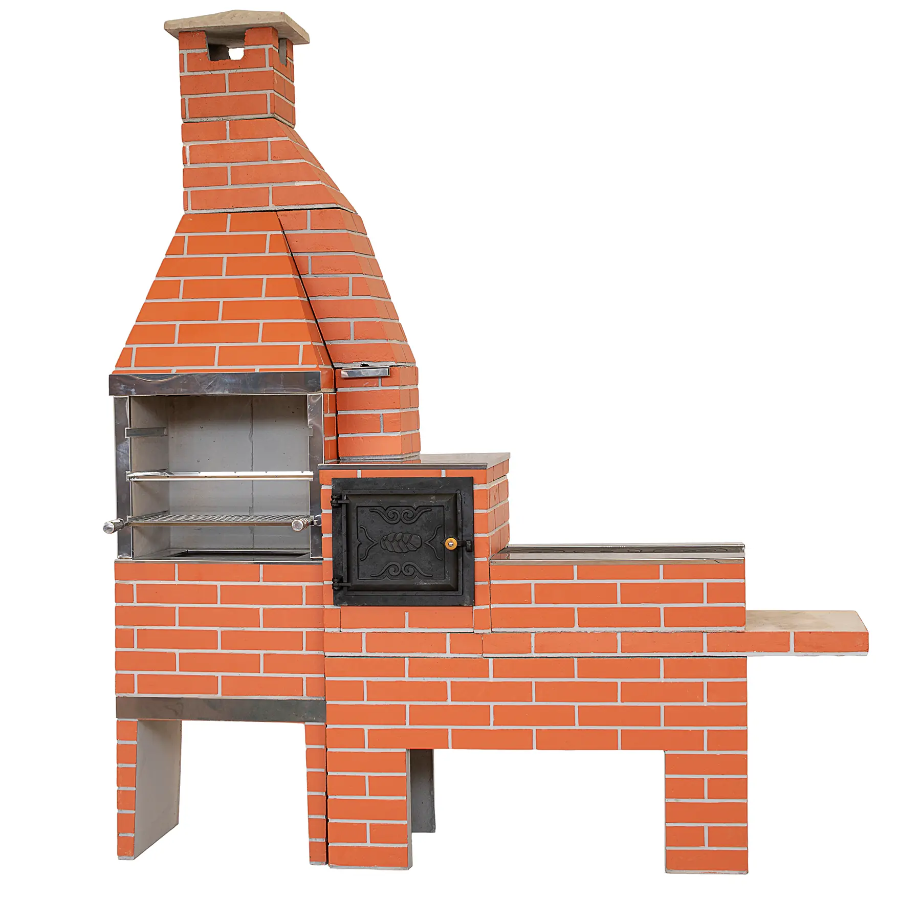 Churrasqueira Pré Moldada Tijolinho Concreto Vermelho 225cm Primus