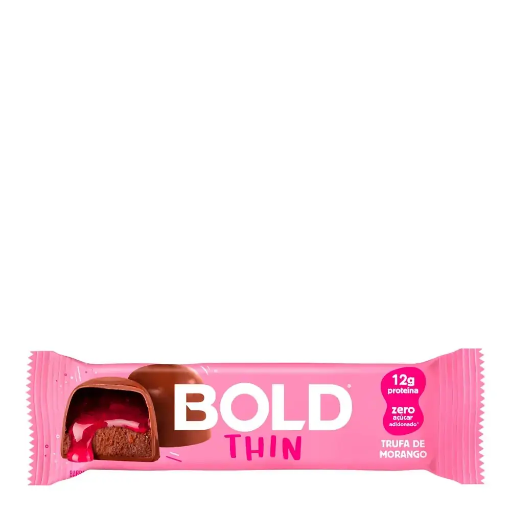 Barra De Proteína Trufa De Morango Bold Thin Pacote 40g