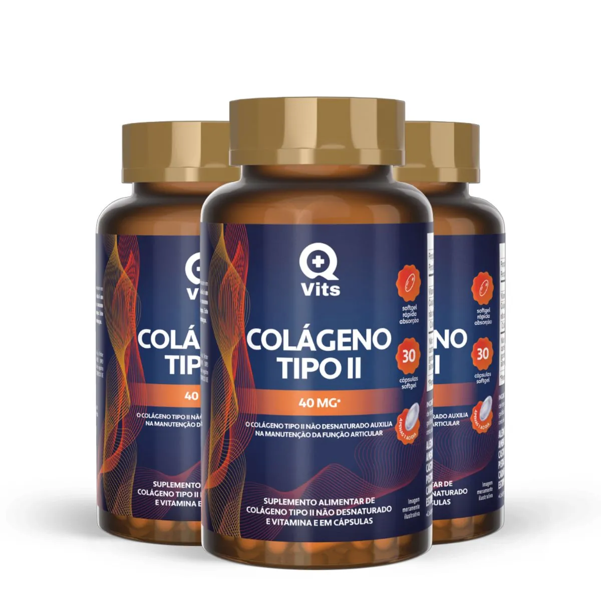 Colágeno Tipo II 40mg QMaisVits 30 Cápsulas Softgel