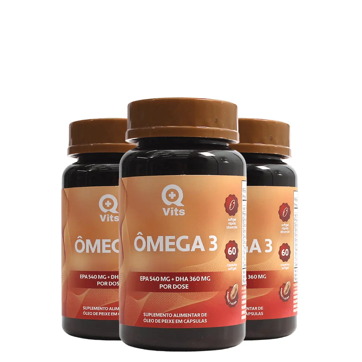 Ômega 3 1000mg EPA 540mg DHA 360mg QMaisVits 60 Cápsulas Softgel