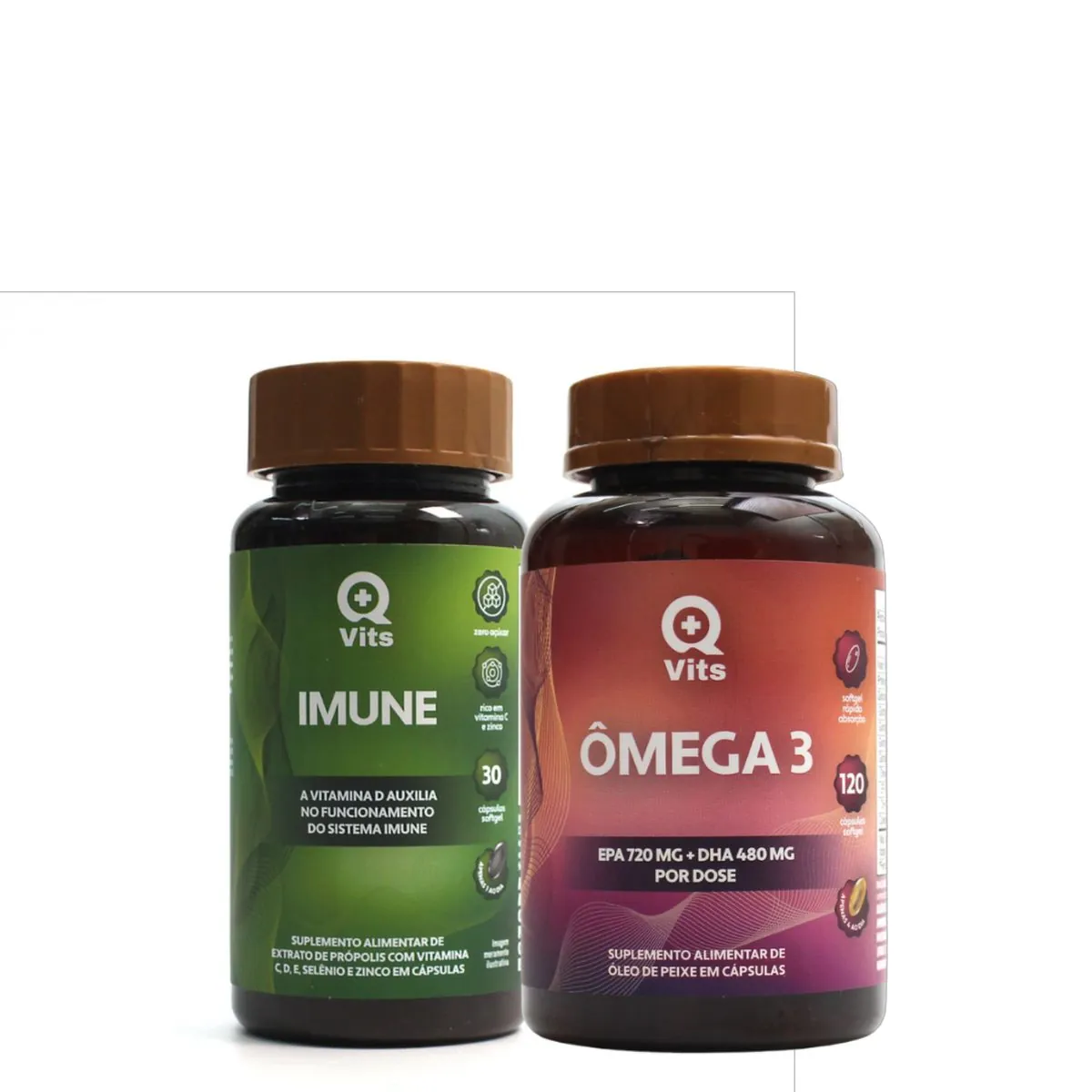 Ômega 3 1000mg Concentrado EPA 720mg DHA 480mg QMaisVits 120 Cápsulas Softgel