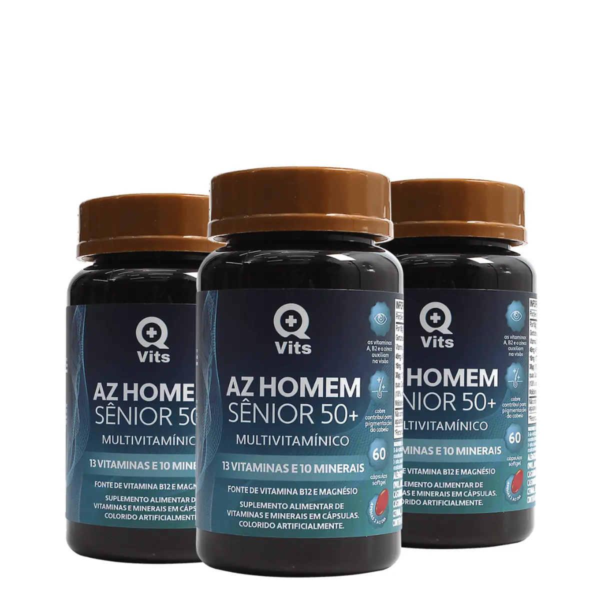 AZ Homem Sênior 50+ Completo QMaisVits 60 Cápsulas Softgel