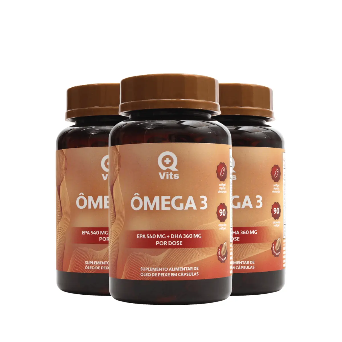 Ômega 3 1000mg EPA 540mg DHA 360mg QMaisVits 90 Cápsulas Softgel