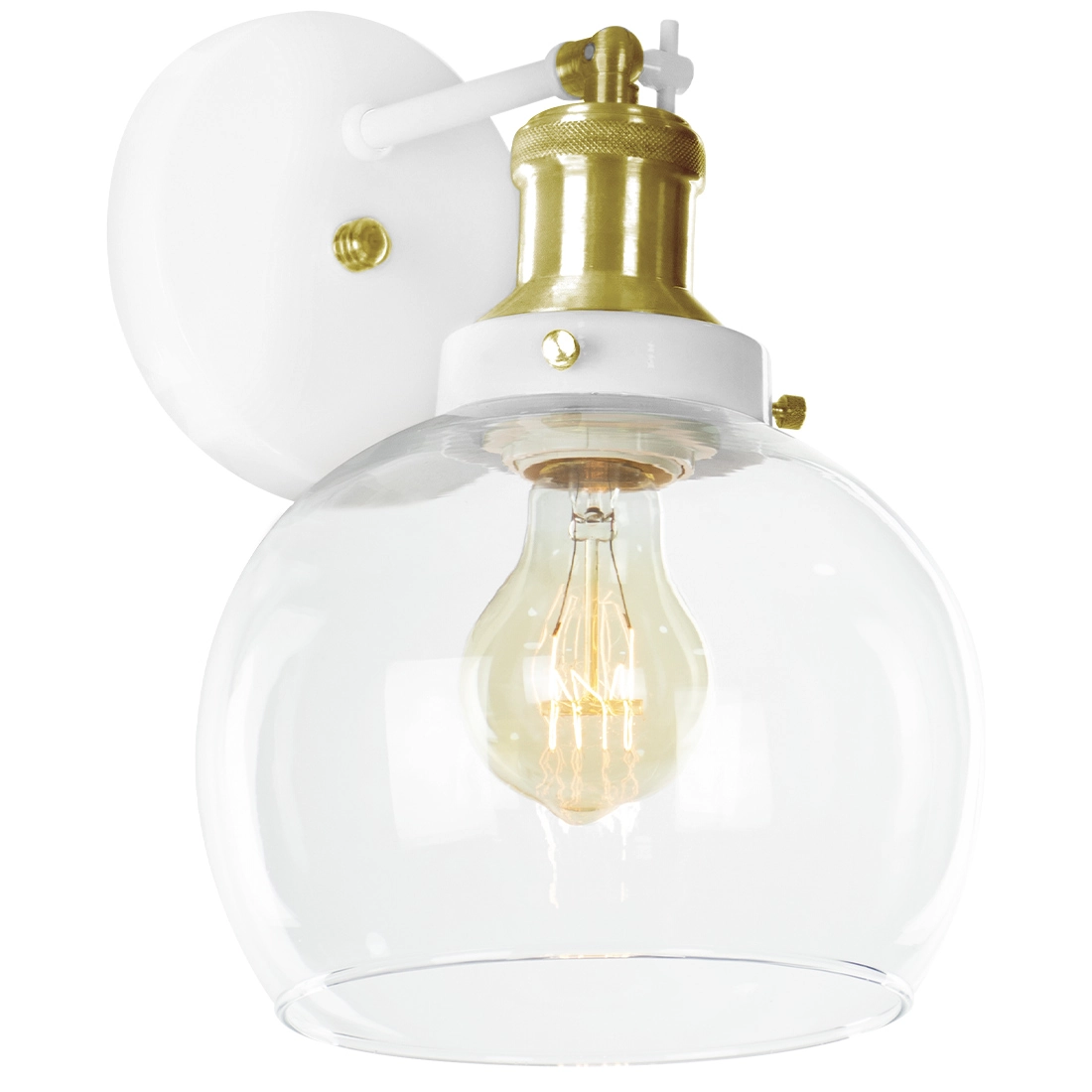 Arandela Château Bola Media Vidro Branco C/ Dourado 20cm