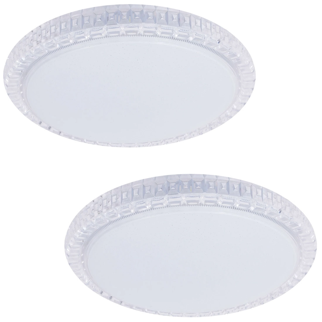 Kit 2 Plafon Led Acrilico Efeito Estrelado Slim Redondo3000k