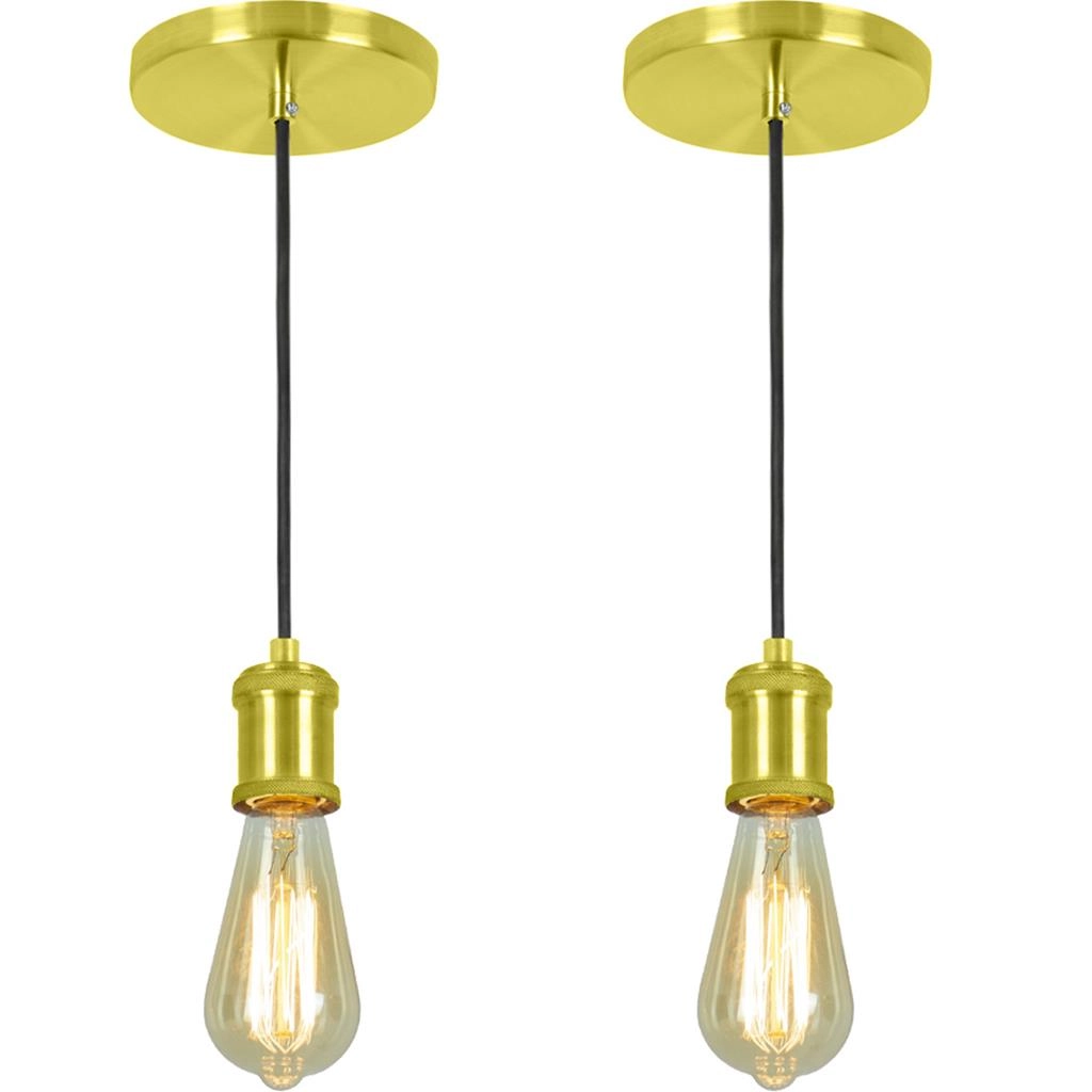 Kit 2 Pendente Tubo Cilindro Nordic Dourado