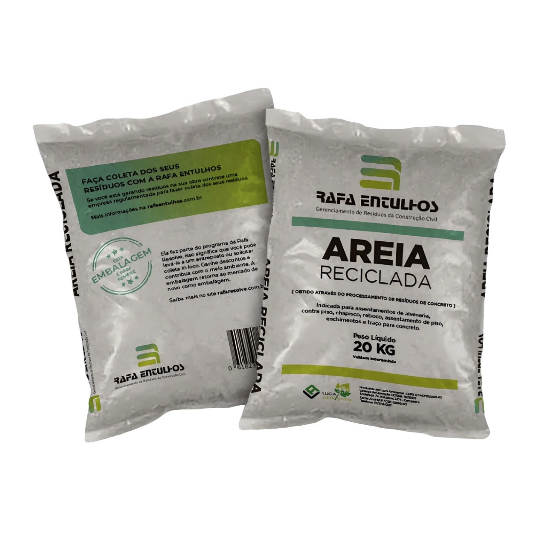 Areia Média Reciclada 20kg Rafa Entulhos