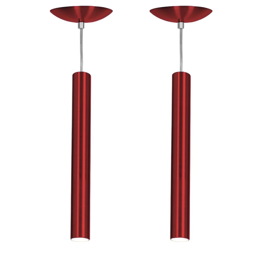 Kit 2 Pendente Tubo Cilindro Cereja 40cm + Led 3k