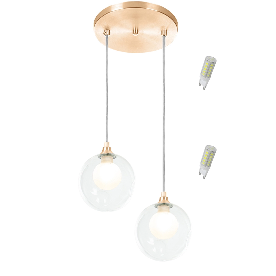 Pendente Duplo Harmony Bolinha New Cobre + Lampada G9 6000k