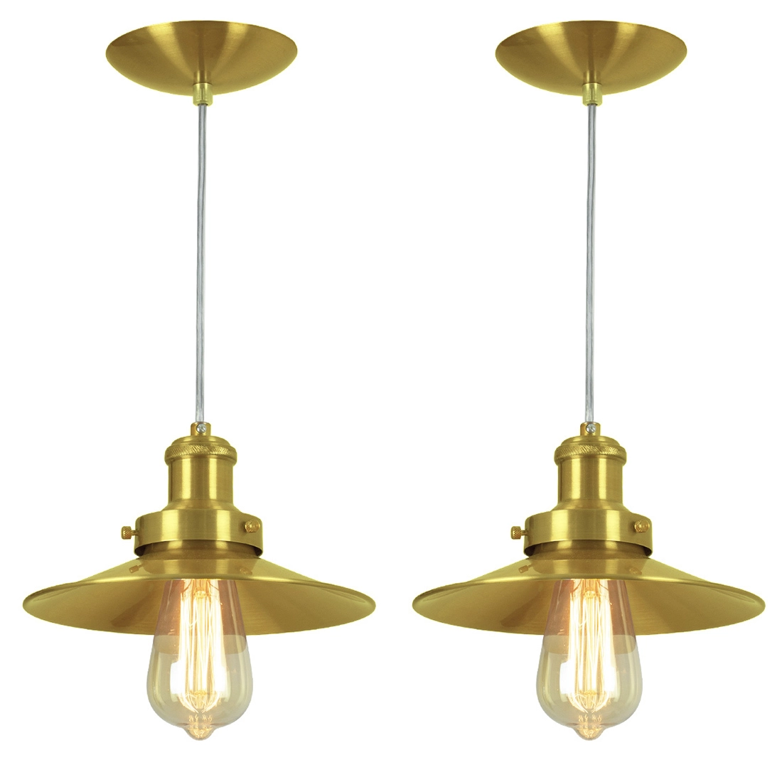 Kit 2 Pendentes Nordic Industrial 22 Cm Dourado Gold