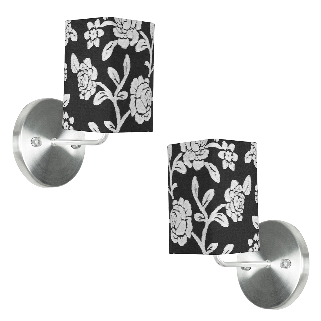Kit 2 Arandela De Cupula Quadrada Floral Prata