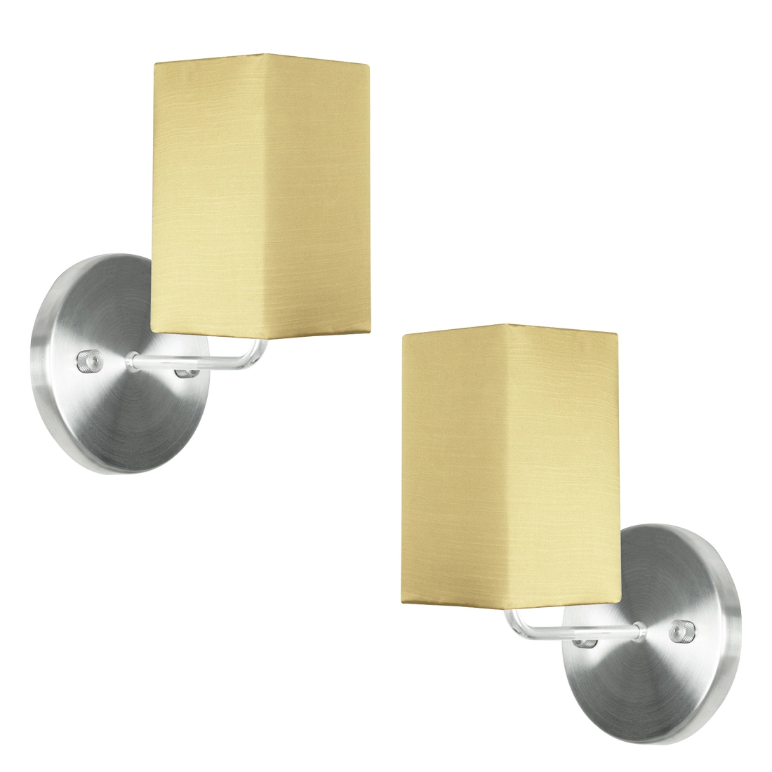 Kit 2 Arandela De Cupula Quadrada Shantung Dourado