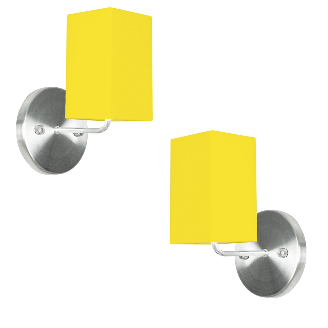 Kit 2 Arandela De Cupula Quadrada Amarelo