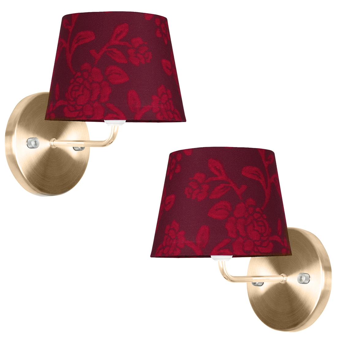 Kit 2 Arandela New Cobre Cupula Tradicional Floral Vermelho