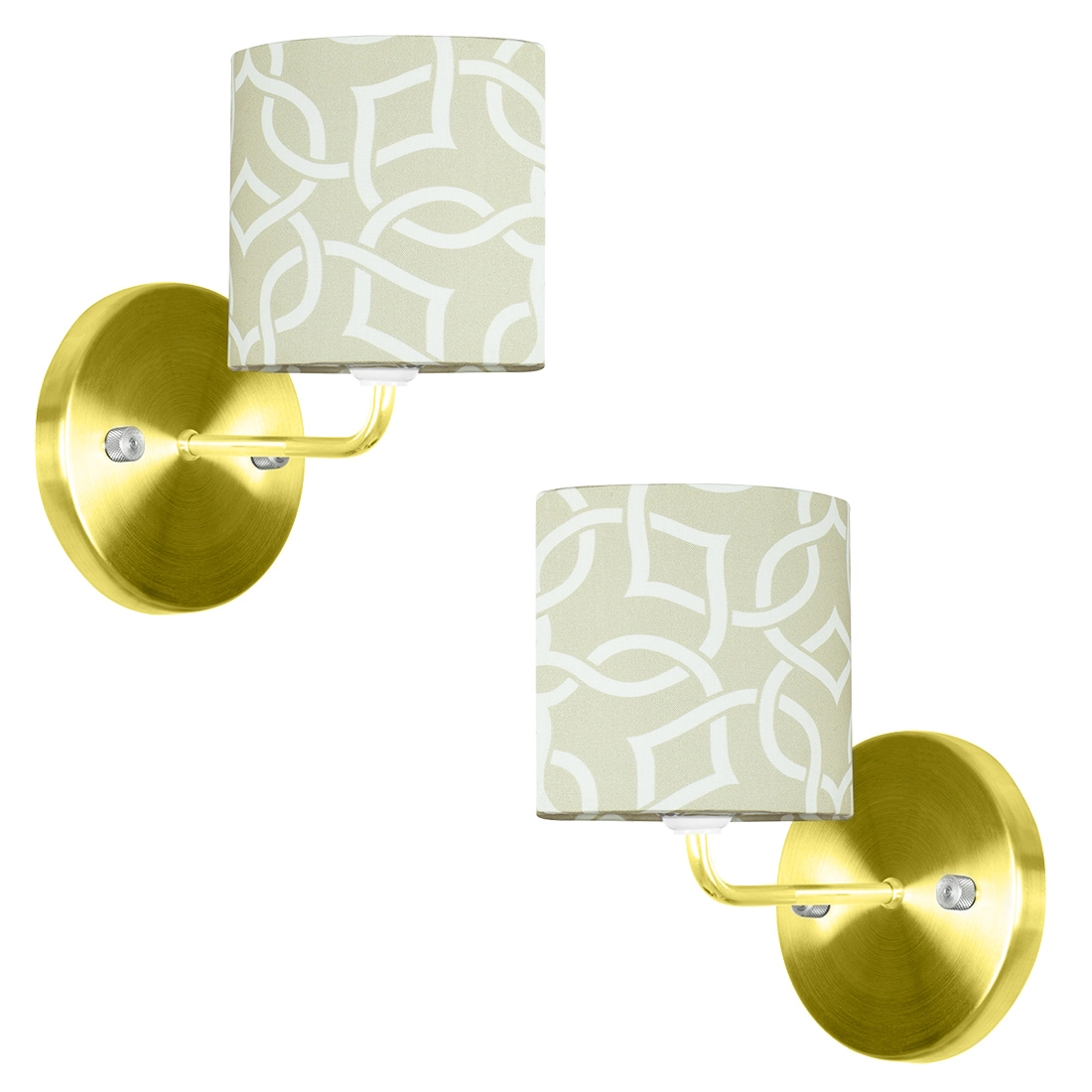 Kit 2 Arandela Dourado De Cupula Cilíndrica Elos Bege