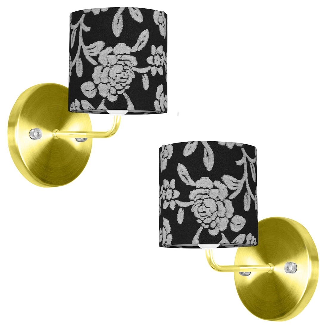 Kit 2 Arandela Dourado De Cupula Cilíndrica Floral Prata