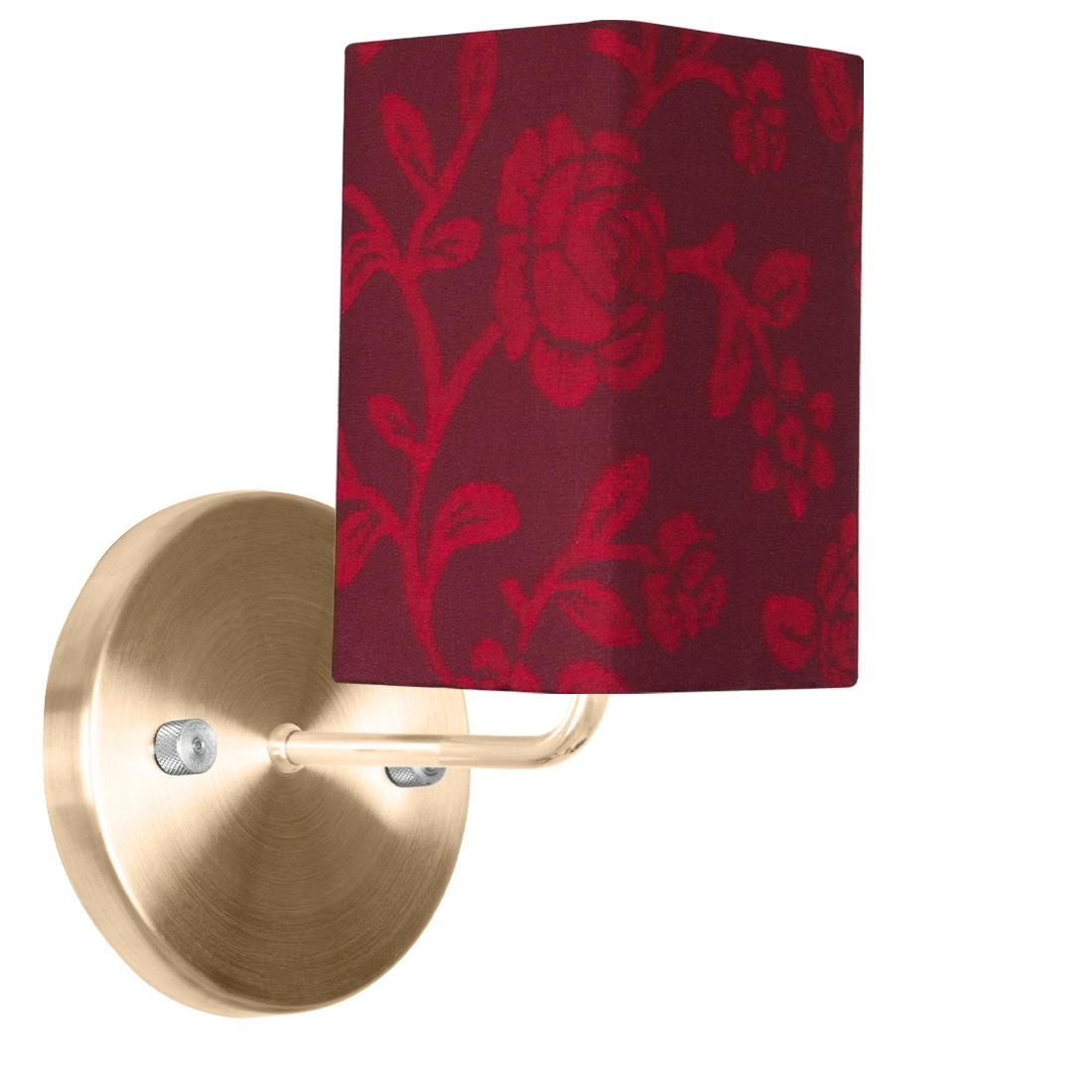 Arandela New Cobre De Cupula Quadrada Floral Vermelho