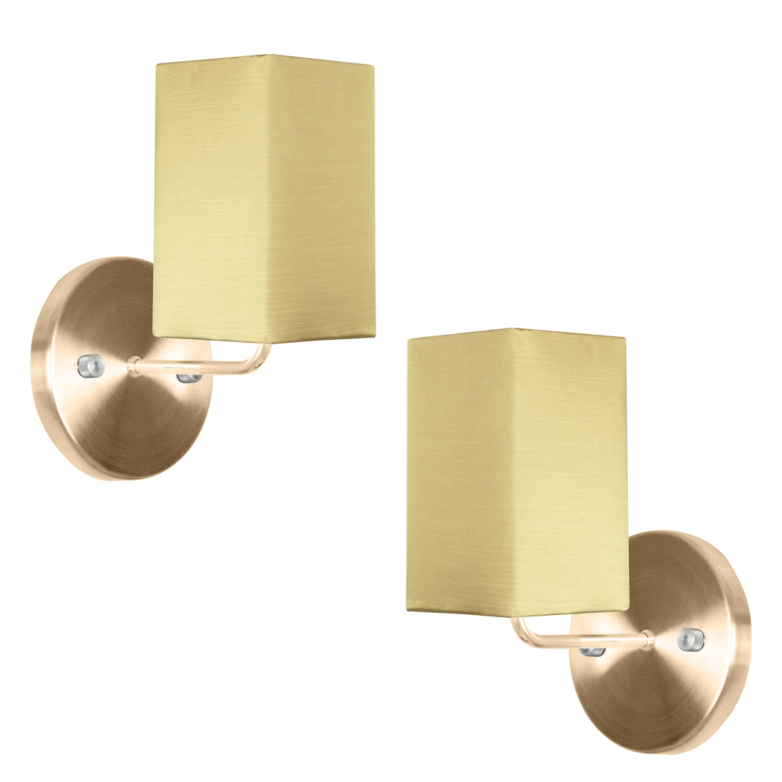 Kit 2 Arandela New Cobre De Cupula Quadrada Shantung Dourado