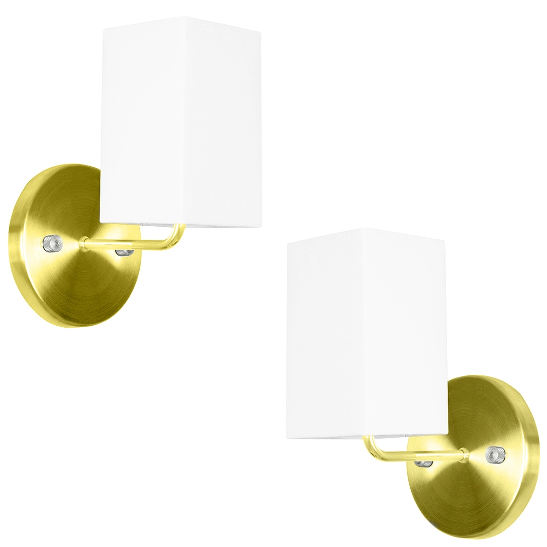 Kit 2 Arandela Dourado De Cupula Quadrada Branco