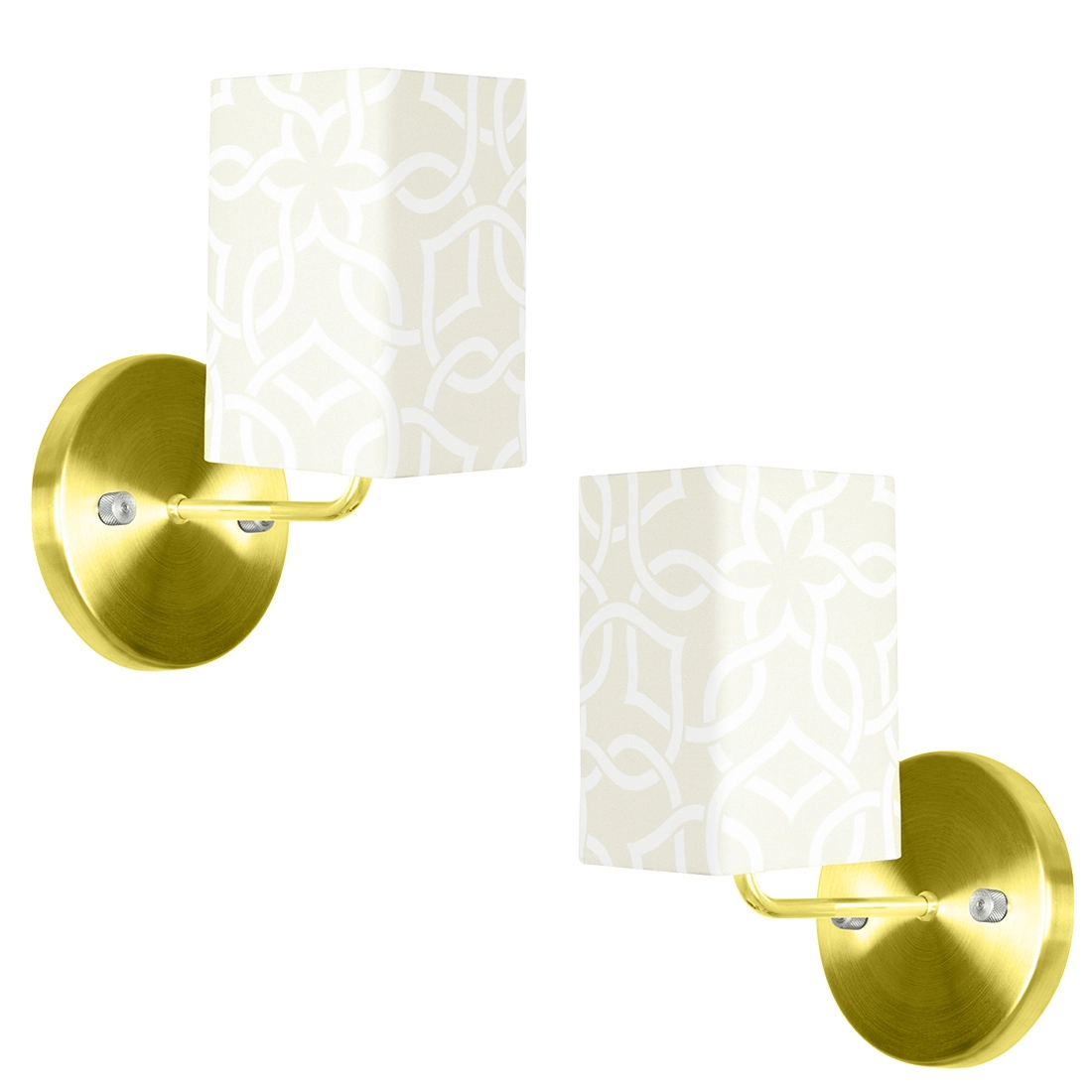 Kit 2 Arandela Dourado De Cupula Quadrada Elos Bege