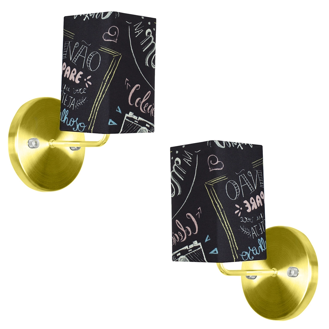 Kit 2 Arandela Dourado De Cupula Quadrada Giz