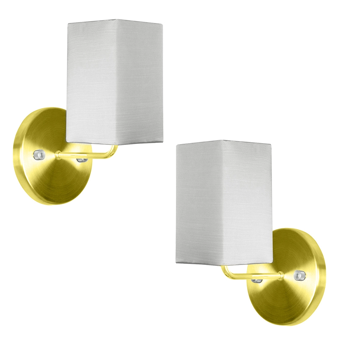Kit 2 Arandela Dourado De Cupula Quadrada Shantung Cinza