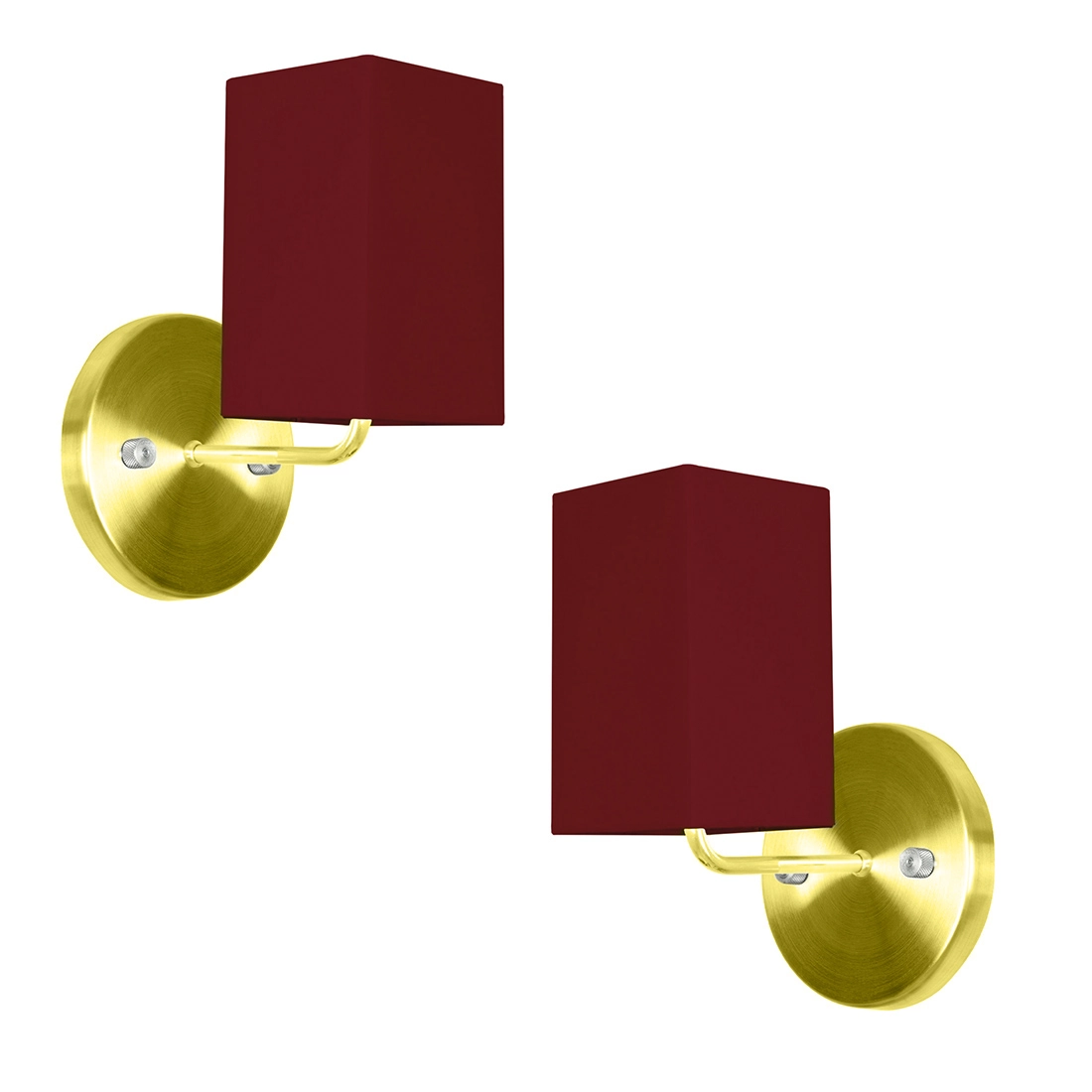 Kit 2 Arandela Dourado De Cupula Quadrada Vermelho
