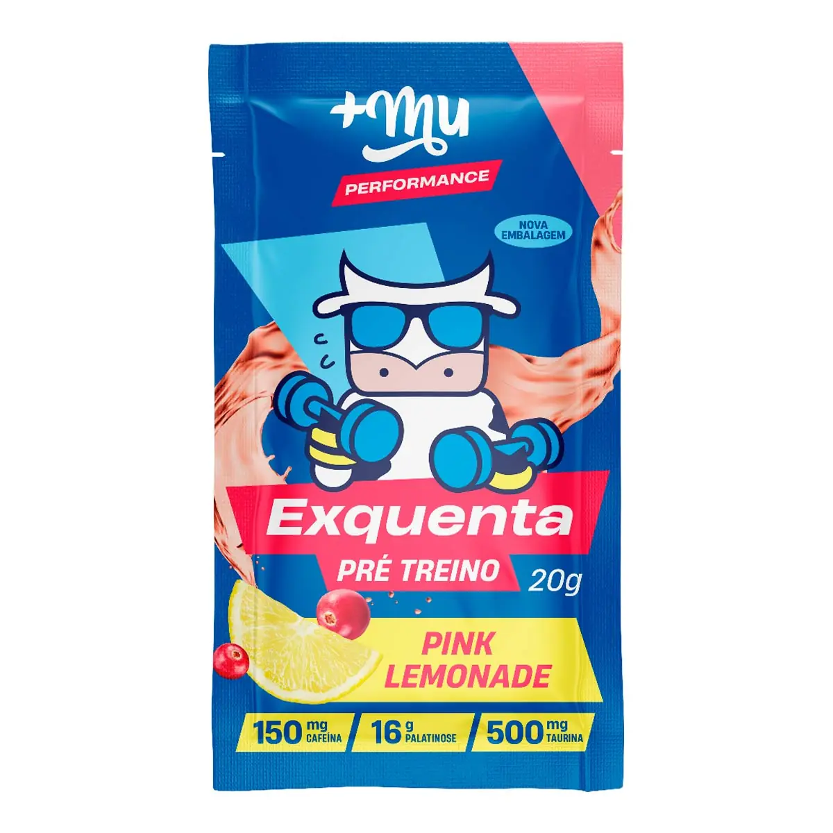 Pré Treino Exquenta +Mu Sabor Pink Lemonade 20g