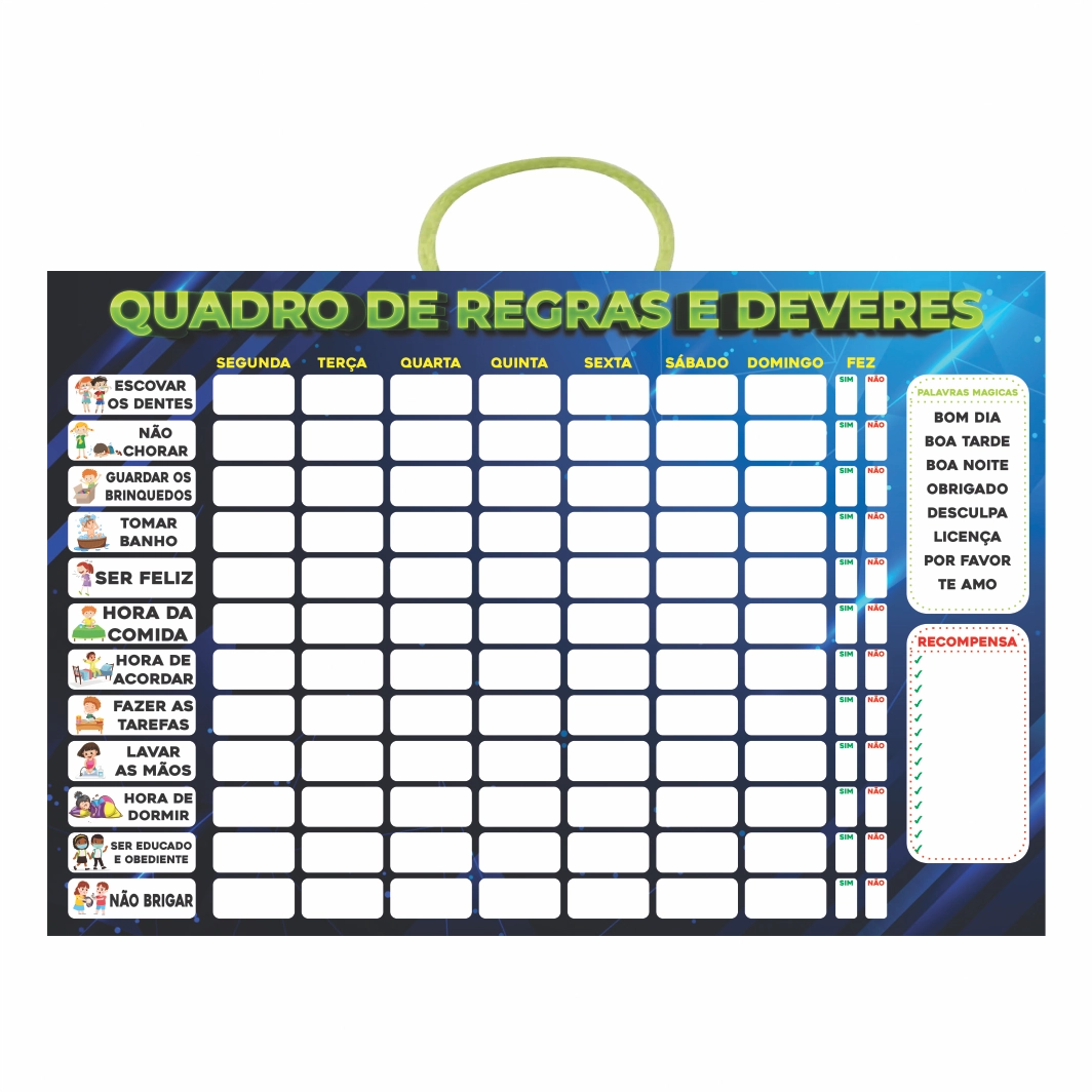 Mural Quadro De Deveres Azul Mdf