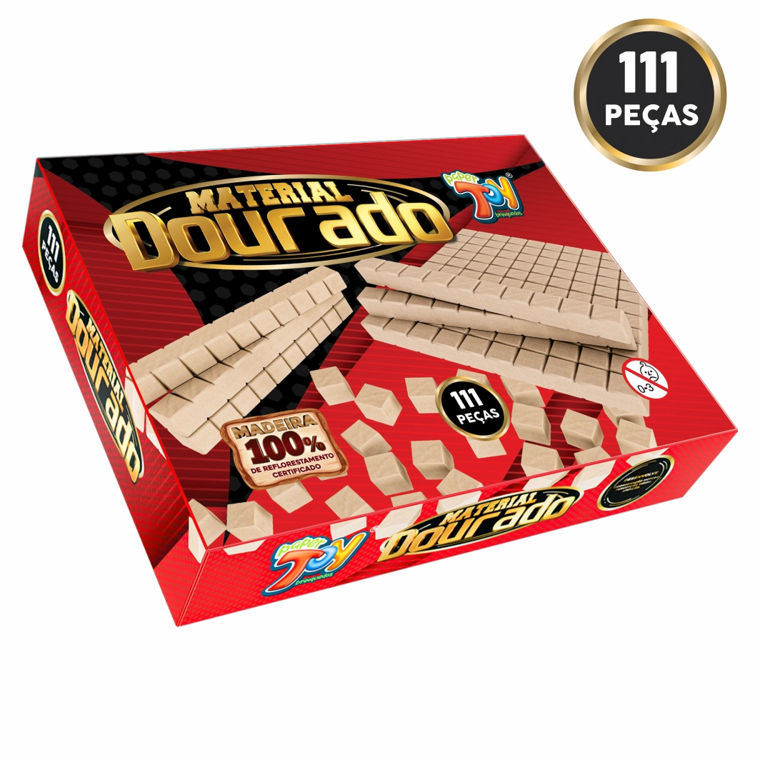 Jogo Didatico Material Dourado 111pcs Mdf Multiarte Cri