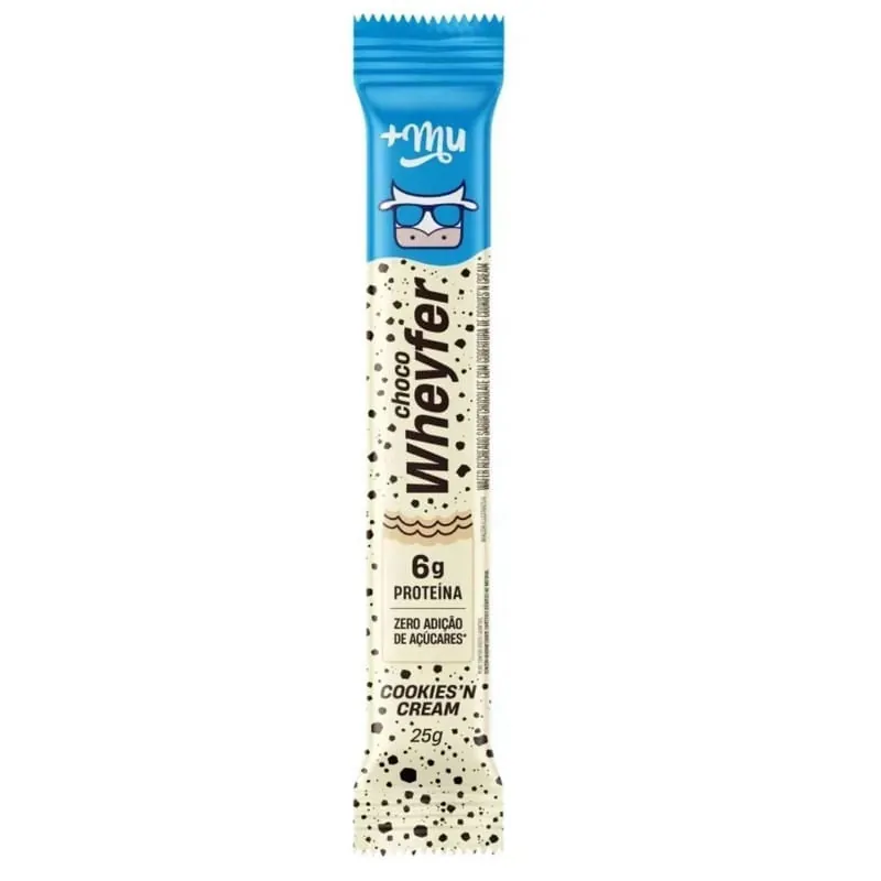 Barra de Proteína Sabor Cookies'n Cream Mais Mu Choco Wheyfer 25g