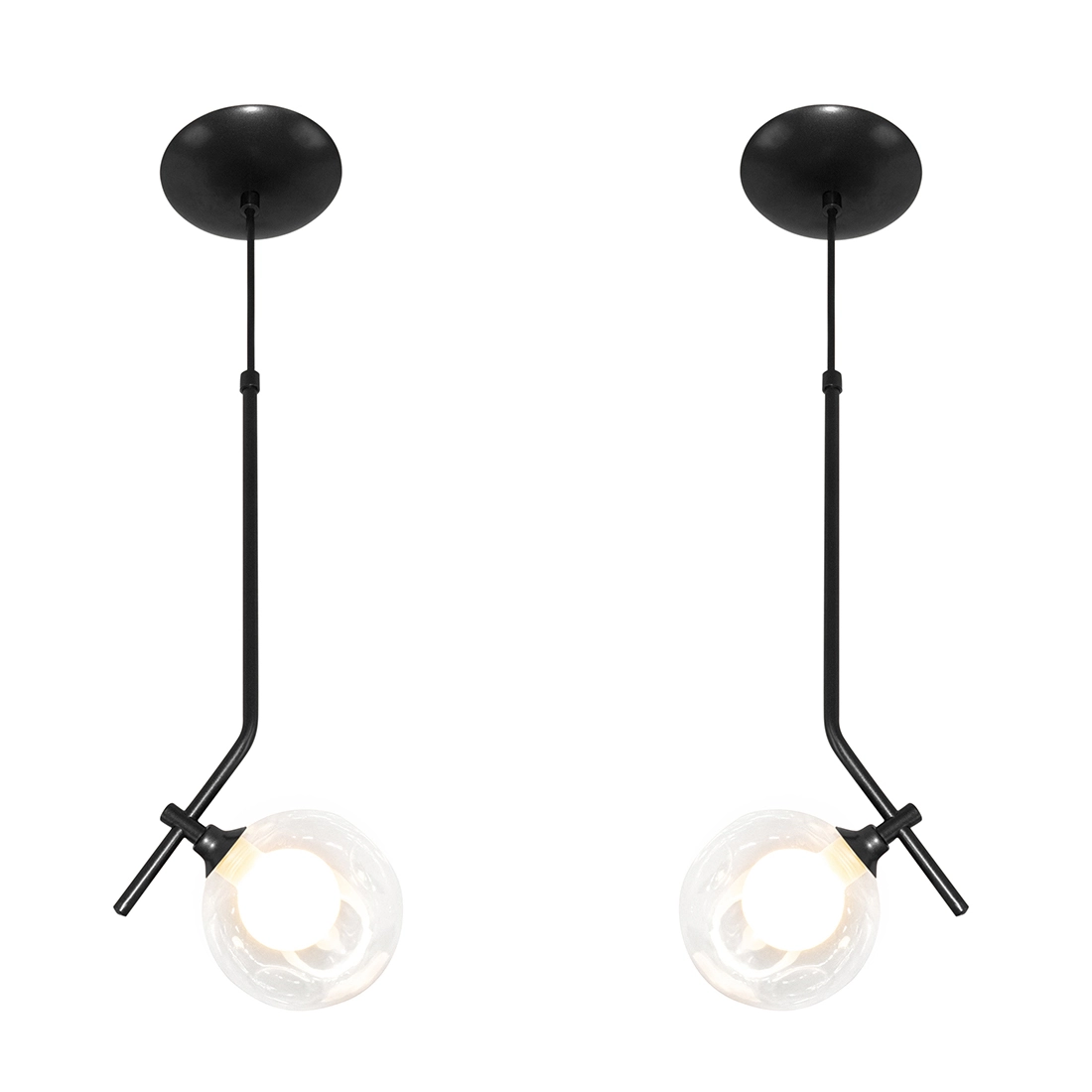 Kit 2 Pendentes Aro Angular Jabuticaba Preto Harmony