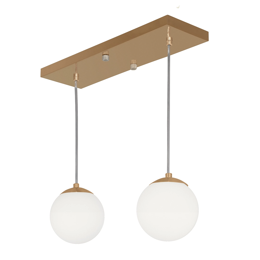 Pendente Retangular Duplo New Cobre Orby Bolinha Vidro