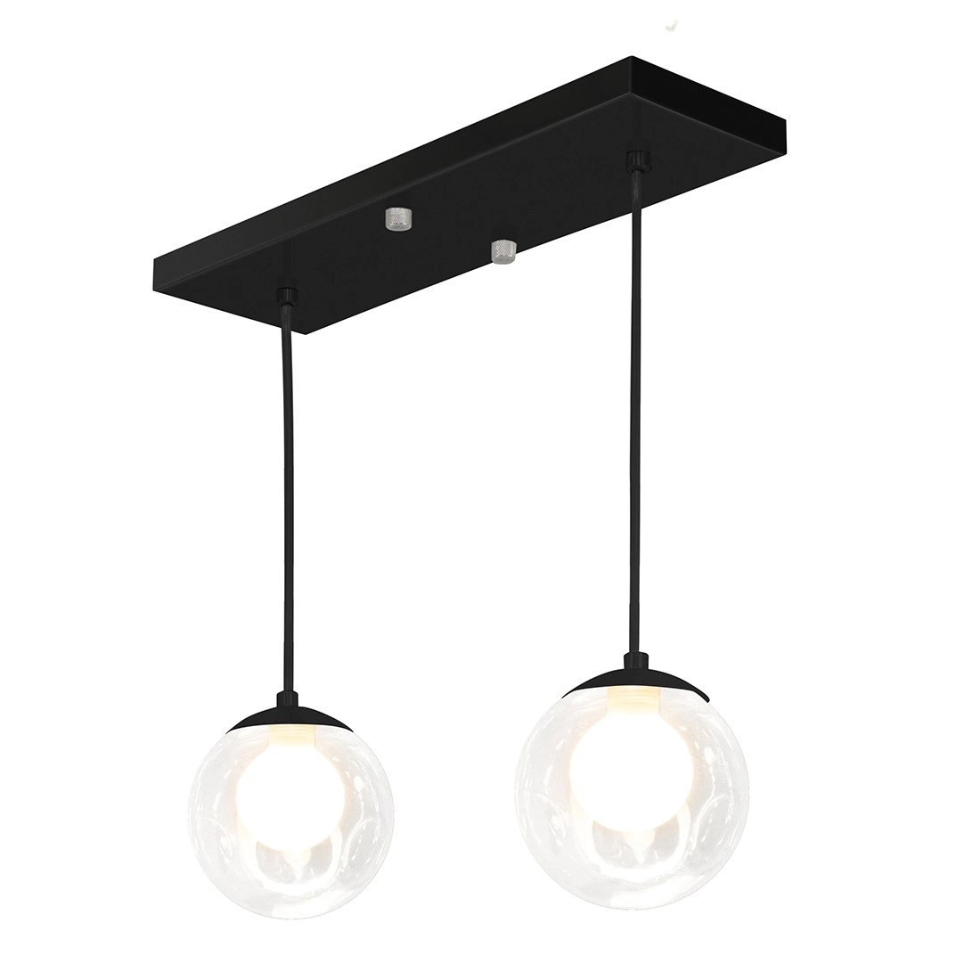 Pendente Retangular Duplo Preto Harmony Bolinha Vidro