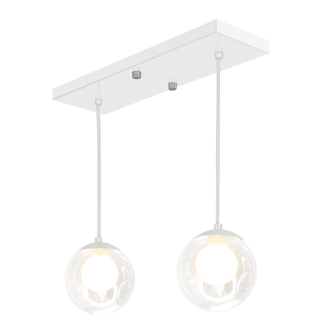 Pendente Retangular Duplo Branco Harmony Bolinha Vidro