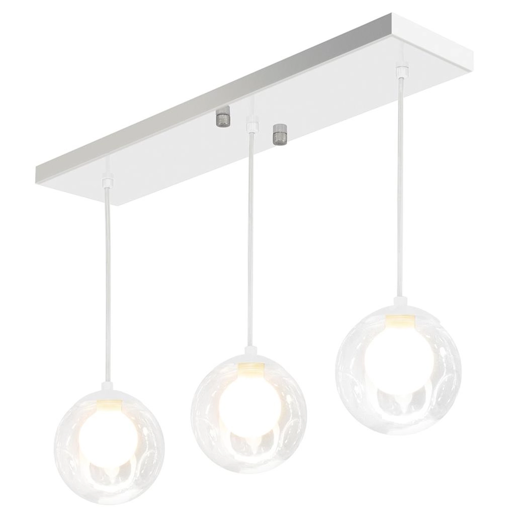 Pendente Retangular Triplo Branco Harmony Bolinha Vidro