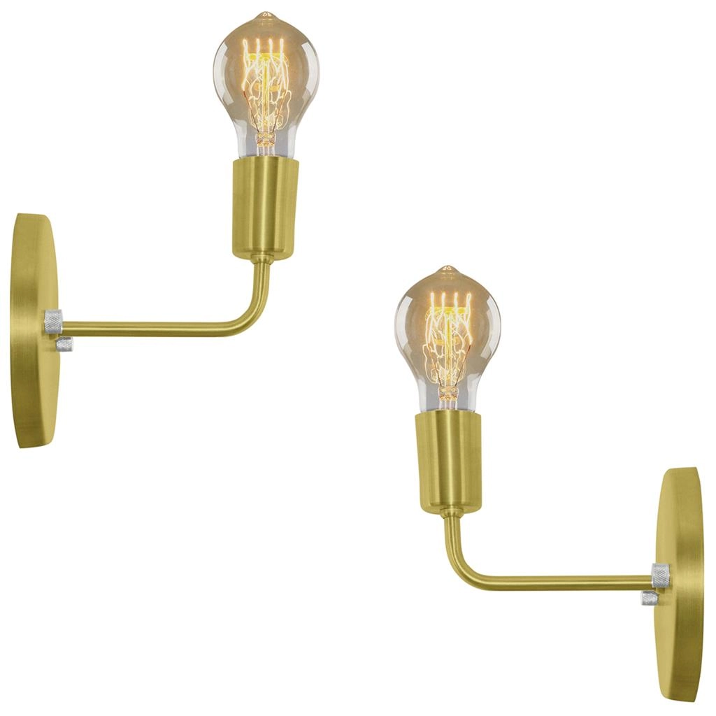 Kit 2 Arandelas Tubo Cilindro Gourmet Alumínio Dourado