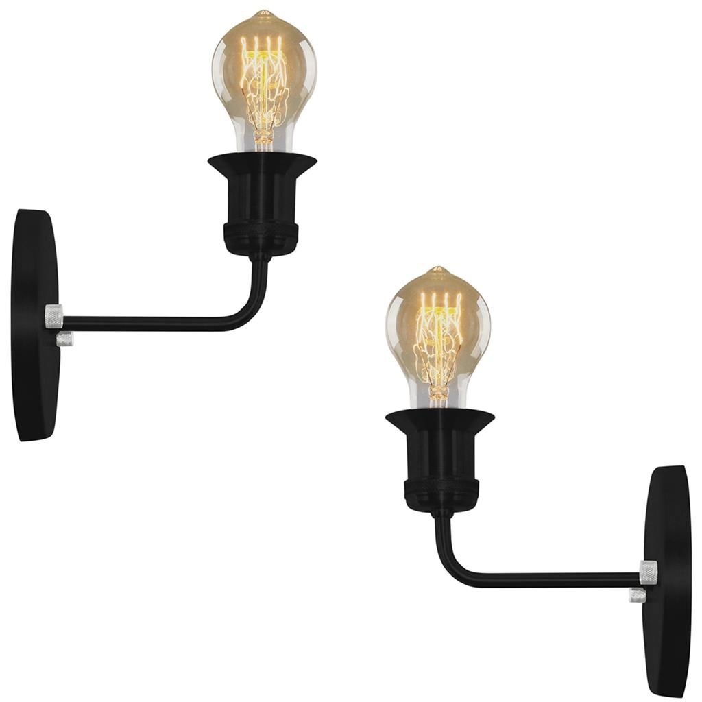 Kit 2 Arandelas Tubo Cilindro Gourmet Nordic Alumínio Preto