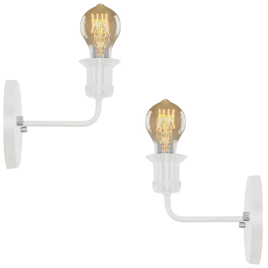 Kit 2 Arandelas Tubo Cilindro Gourmet Nordic Alumínio Branco