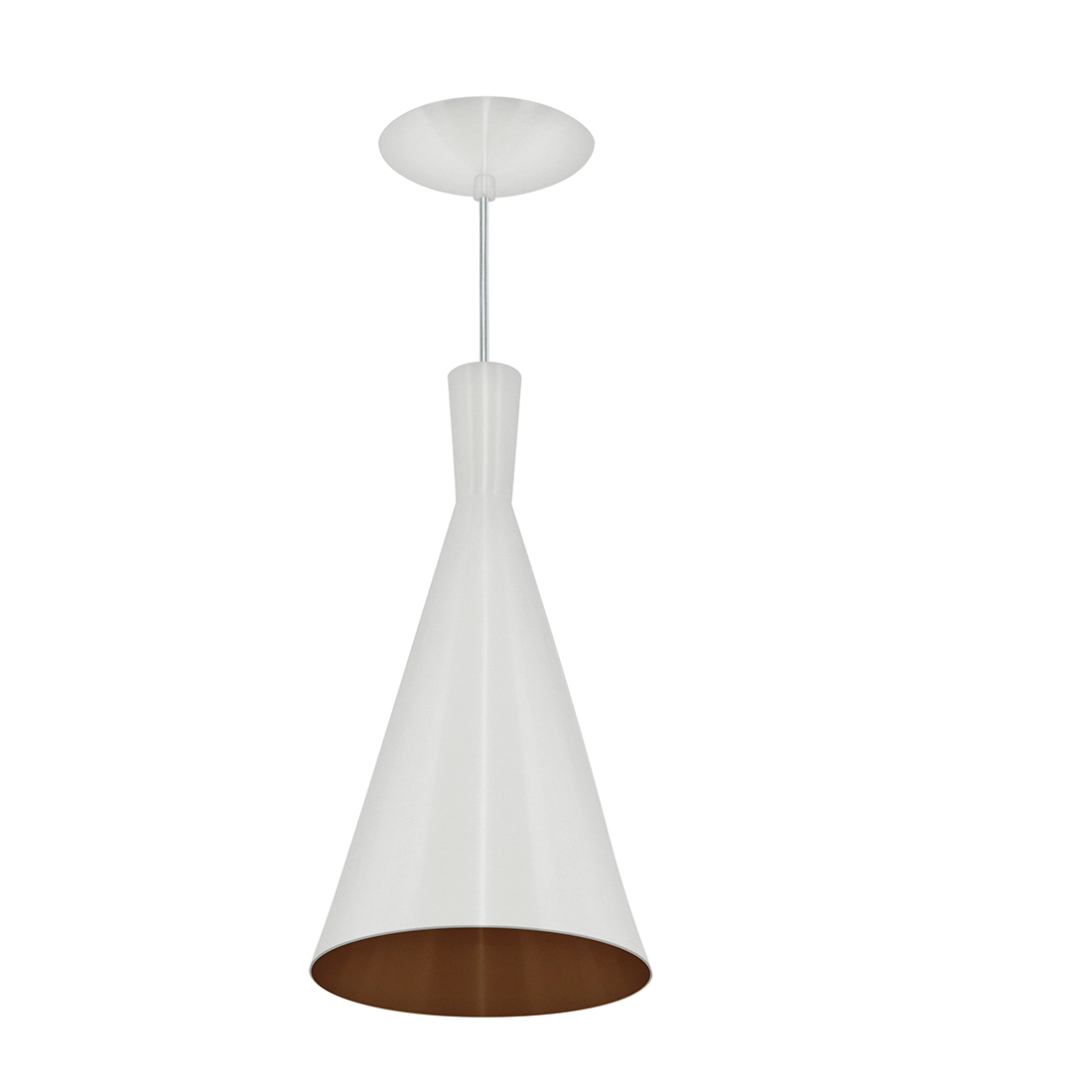 Pendente Tom Dixon Funil Corneta Gourmet Branco Com Cobre