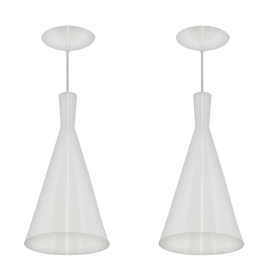 2 Pendentes Tom Dixon Funil Corneta Branco Com Branco