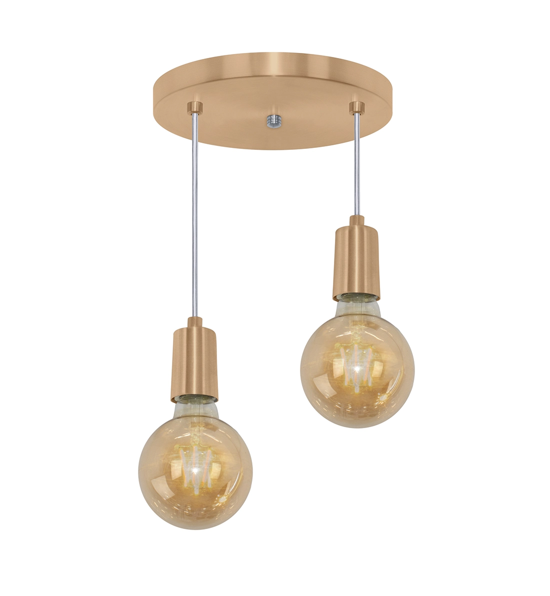 Pendente Redondo Duplo Tubo Gourmet New Cobre