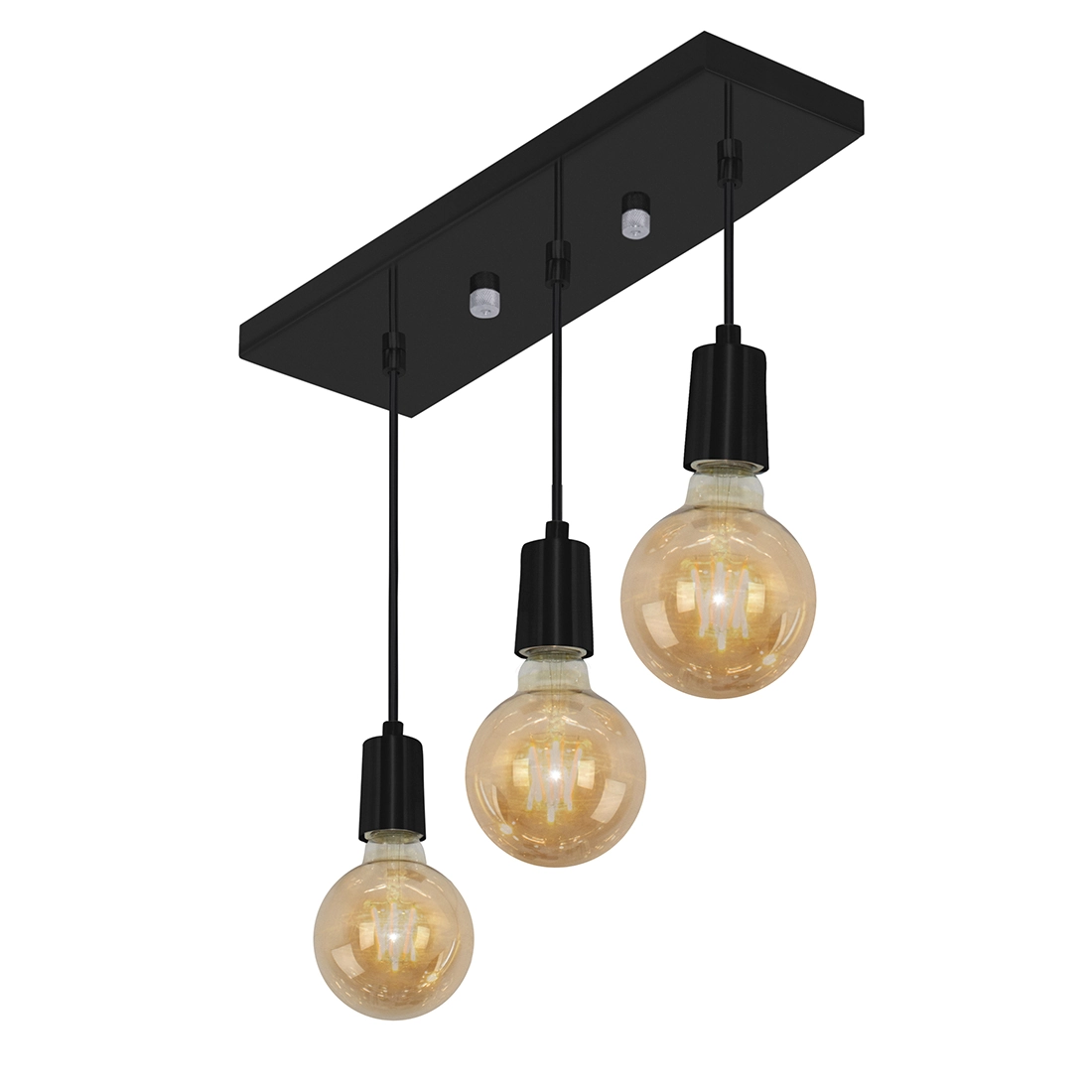 Pendente Retangular Triplo Tubo Gourmet Preto