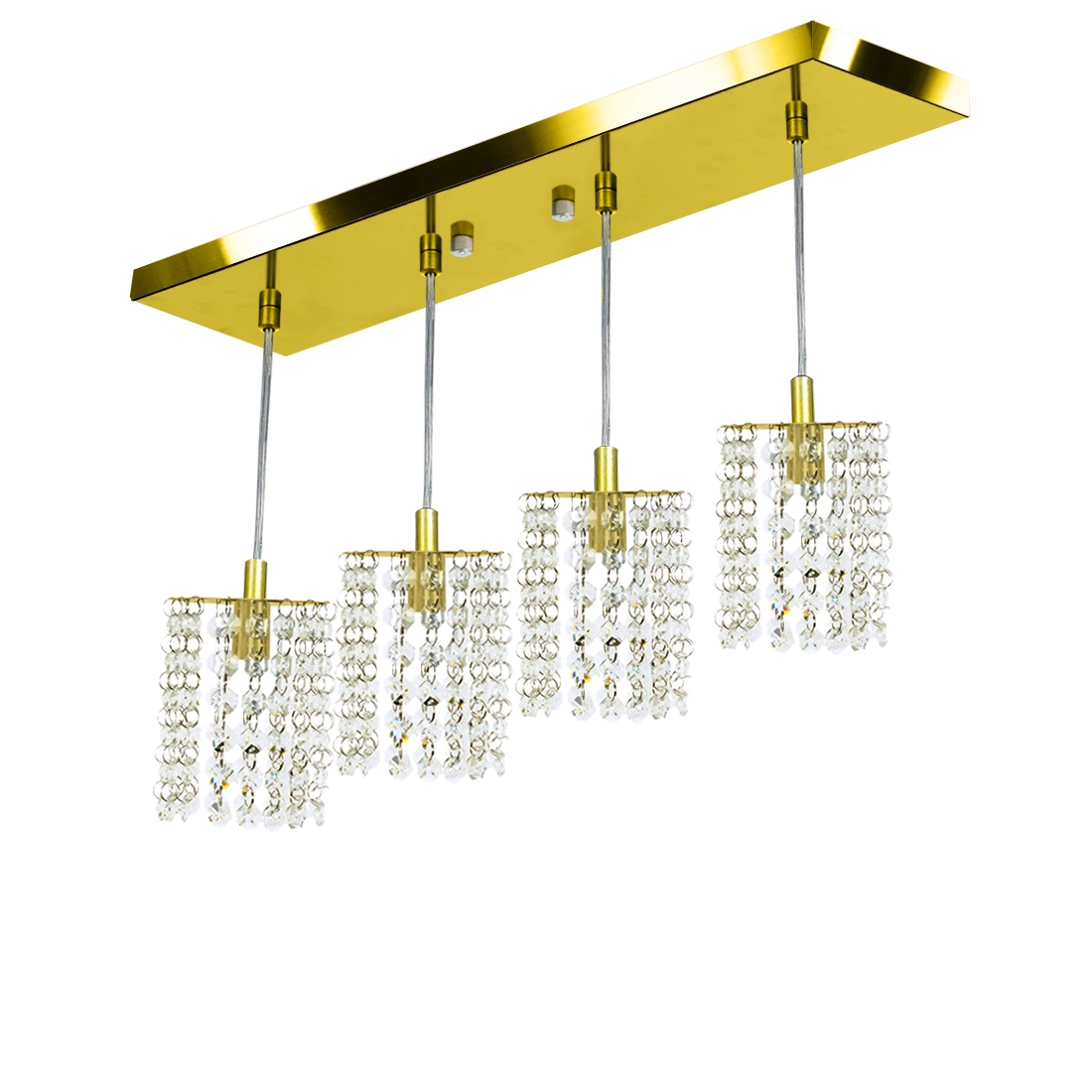 Pendente Clearcast Quadruplo Cristal Legitimo Dourado