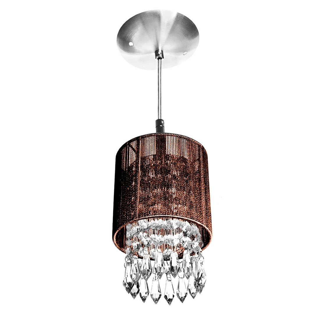 Pendente De Cupula Redondo Clearfio Cristal Acrílico Marrom