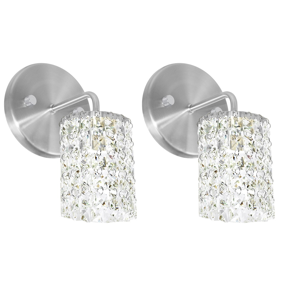 Kit 2 Arandelas Cristal Legitimo Clearwall Redonda Escovado